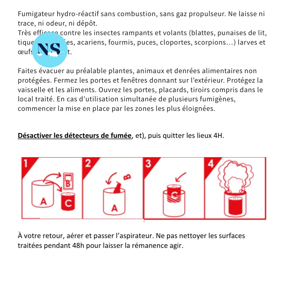 Fumi K - 20g - fumigène insecticide anti nuisibles - insectes volants et rampants