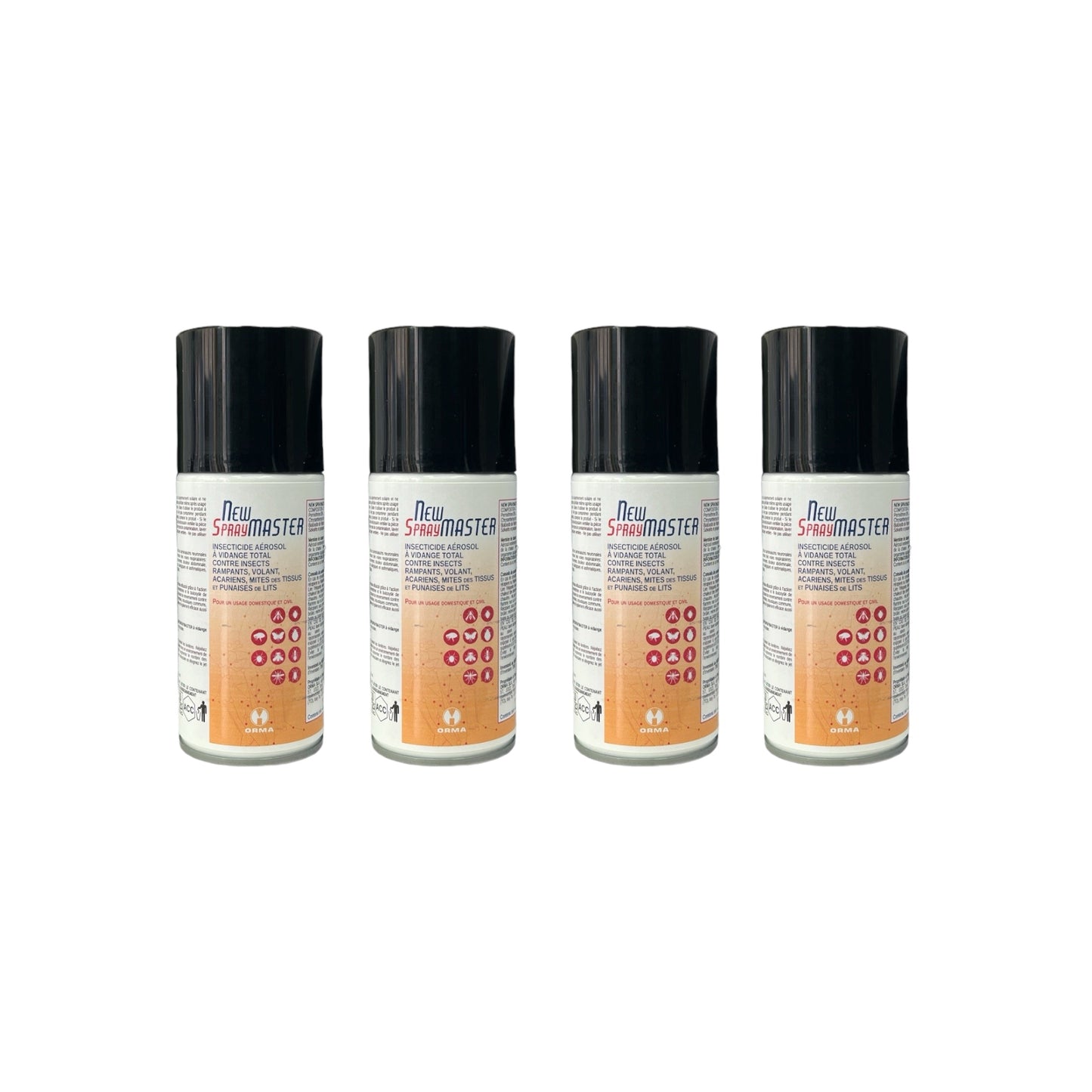 Lot de 4 Aérosols One-Shot Anti-Insectes Volants et Rampants - Rapide et Efficace