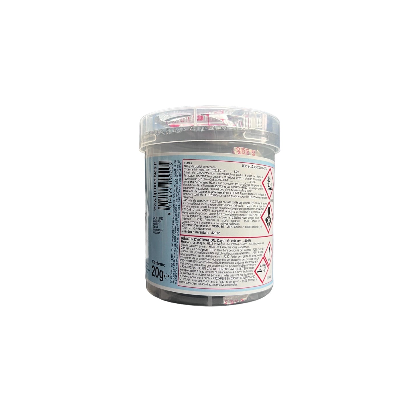 Lot de 4 fumigateurs insecticides FUMI K 20G
