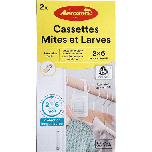 Cassettes Anti-Mites et Larves - Protection Inodore pour Vêtements et Tapis, Efficacité 3 Mois