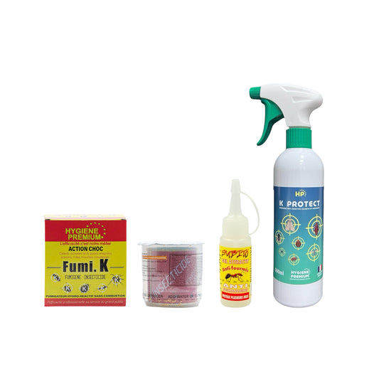 Kit professionnel anti fourmis qui élimine les nuisibles avec un fumigène insecticide , un pulvérisateur à vaporiser anti fourmis et un gel attractif appât anti fourmis élimine la fourmilière rapidement efficace et garanti