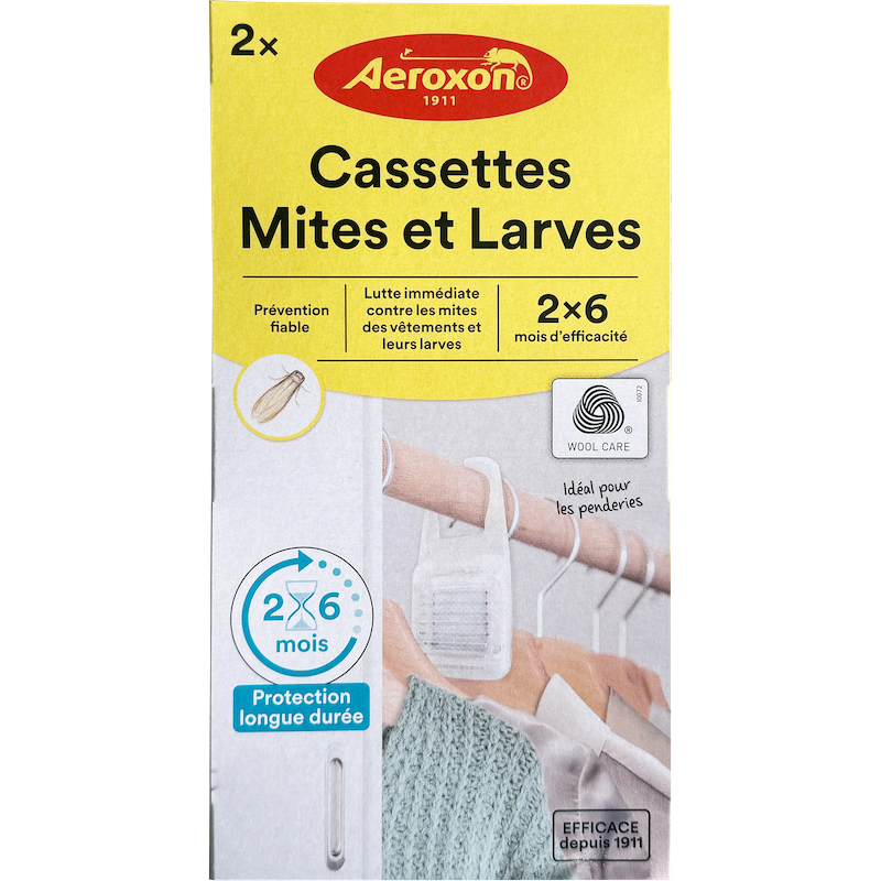 Cassettes Anti-Mites et Larves - Protection Inodore pour Vêtements et Tapis, Efficacité 3 Mois