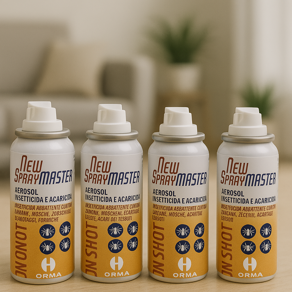 Lot de 4 Aérosols One-Shot Anti-Insectes Volants et Rampants - Rapide et Efficace